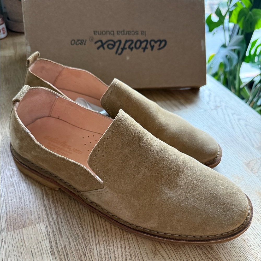 Men's Astorflex Pantoflex Suede Loafers in Stone with crepe sole size 12